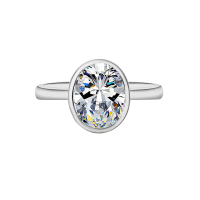 # 79 Cincin 2CT Moissanite Sintetik, Perak 925 Sterling, Tetapan Bezel, Bentuk Bujur, Stunning Radi