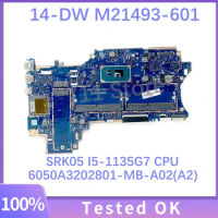 Mainboard M21493-601 M21493-001 For HP X360 14-DW Laptop Motherboard 6050A3202801-MB-A02(A2) W/ SRK05 I5-1135G7 DDR4 100% Tested