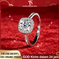 Cincin Berlian Persegi Perak Asli 925 Bersertifikat / Cincin Berlian Wanita Bersertifikat