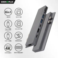 【Grenoplus】USB 3.0 Type-C(八合一Macbook Hub 雙HDMI孔多功能集線器)