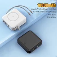 Magnetic Wireless Charger Power Bank for iPhone 14 Samsung Huawei Xiaomi 22.5W Fast Charging 10000mAh Powerbank with Cable Plug