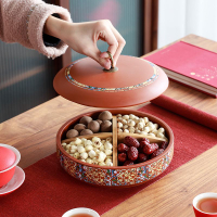 陶瓷結婚水果盤 干果盤 糖果盒 子家用客廳茶幾分格零食新年過年帶蓋