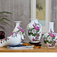 Jingdezhen Ceramics Yellow Peacock Flower Vase New Chinese Home Desktop Arrangement Living Room Decoration Artistic
