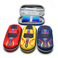 3D Racing Car Pencil Cases Cartoons Pencil Case Large Capacity Wear-Resistant Waterproof Zippered Stationery EVA Case Gifts