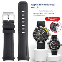 For IWC IW356802 376705 376710 Ocean Fluororubber Watch strap 22mm Man Waterproof Black Blue Watchband Quick release Bracelet