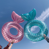 游泳圈 救生圈 氣球 美人魚尾游泳圈成人救生圈浮排漂浮水上椅子充氣浮床水泡拍攝道具【MJ20786】