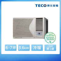 【TECO 東元】6-7坪 R32一級變頻冷暖右吹窗型冷氣(MW36IHR-HR)