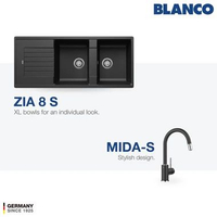Kitchen Sink Bak Cuci Piring Granit 2 Lubang Sayap BLANCO Silgranit ZIA 8S - Paket Kitchen Sink dan 