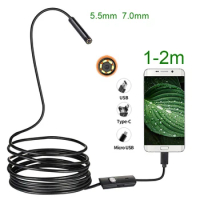 New Industrial Endoscope Camera Ip67 Waterproof 5.5mm 7mm 3 In1 For Android Phone Pc Usb Endoscope Mini Camera 6leds Adjustable