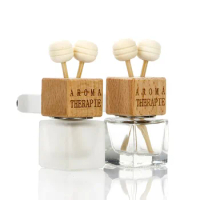 500Pcs 8ml Clear Glass Car Air Freshener Perfume Clip Diffuser Empty Essential Oil Vials Bottles Vent Outlet With Wooden Cap