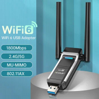 Dropship WiFi 6 USB Adapter 802.11ax 1800Mbps Dual-Band 2.4GHz&