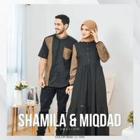 MUTIF DAMOZA Gamis SHAMILA Koko MIQDAD Dress Wanita Muslim Katun Kualitas S-3XL S SHAMILA