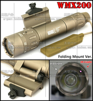 WMX200側翻版LED強光照明+IR紅外夜視照明導軌戰術電筒頭盔燈沙色