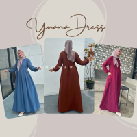 Yuana Dress Gamis Polos Bahan Rayon Crinkle NEW DRESS Airflow Karet
