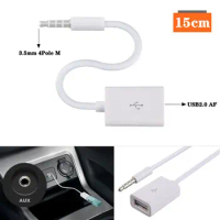DC3.5mm 4-pole male audio jack to USB 2.0 A-type female converter HOT USB drive connection, CD player car audio adapter Cable