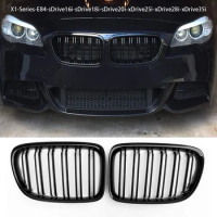 Glossy Black Front Bumper Dual Slat Front Kidney Grill Grille For-BMW X1 Series E84 Sdrive