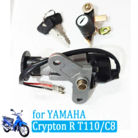 Motorcycle Ignition Switch Lock Door Set Gas Fuel Tank Cap Seat Keys Cover for YAMAHA Crypton R T110 110 T110C C8 LYM LYM110-2
