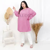 TUNIK KAOS JUMBO POLOS - TUNIK KAOS WANITA POLOS LD 120 cm - LD 130 cm - LD 140 cm L/XL PINK