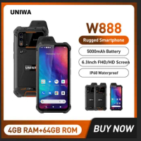 UNIWA W888 Waterproof Smartphone 4GB+64GB 6.3Inch FHD/HD 4G Walkie Talkie PTT Cellphone 5000mAh NFC Andriod 11 Mobile Phone ATEX