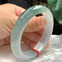 【現貨】天然緬甸翡翠手鐲女款冰種玉手鐲淺綠色油青飄花冰透玉鐲送禮批發【北歐家居生活】