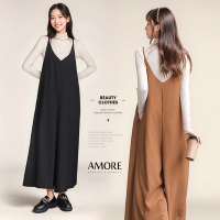 【Amore】初秋韓系簡約氣質百搭口袋細肩吊帶褲