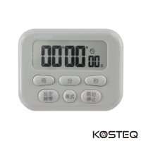KOSTEQ 24小時功能薄型大螢幕電子計時器-內附時鐘功能-灰色-