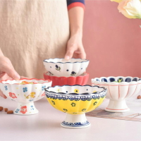 創意高腳陶瓷甜品碗冰淇淋杯子酸奶杯小奶昔杯碗布丁碗雪糕球杯碗