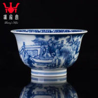 Zhongjia Kiln Hand Painted Underglaze Master Cup Single Cup Jingdezhen Blue and White Porcelain Cup Handmade Wood Kiln Figure 18