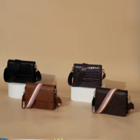 Wide Strap Crossbody Bags For Daily Used, Square Crocodile PU Leather Shoulder Bags Handbags For Women