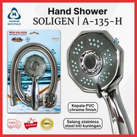 Hand Shower Set SOLIGEN A-135-H Mewah - Hand Shower Segi 8 PVC Chrome 5 Mode Pancuran - Shower Mandi