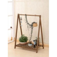 實木折疊花盆花架子（單件ZM004咖啡色 鞦韆架（長73cm，寬42cm，高92cm） 
