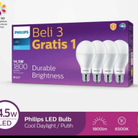 Philips Mycare Pak Pack Isi 4 LED Bulb 14.5W 6500K Putih E27 14.5watt Dengan Kualitas Cahaya Dingin 