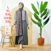 Gamis Jumbo Terbaru Trendy sha L XL XXL XXXL 5XL LD UP TO 140 - Hitam, L