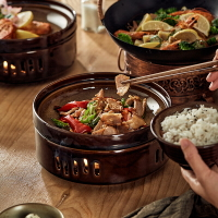 日式窯變保溫菜盤子蠟燭加熱爐碗家用陶瓷創意酒店餐具特色高級感
