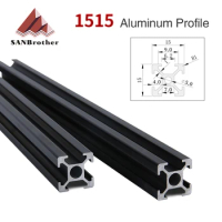 1 PCS BLACK 1515 European Standard Anodized Aluminum Profile Extrusion 100mm - 800mm Length Linear Rail 500mm for CNC 3D Printer