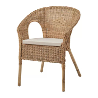 AGEN 扶手椅附椅墊, 籐製/norna 自然色, 58x56x79 公分