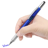 100pcs Multipurpose Tool Pen, 6-in-1 Ballpoint Pen, Cross Shaped Screwdriver, Level Gauge, Graduated Capacitor Touch Screen Pen