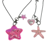Unique Star Charm Necklace Y2K Jewelry Exquisite Pink Star Choker Elegant Necklace Holiday Birthday Gift Women