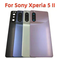 Original Glass For Sony Xperia 5 II Back Battery Cover Rear Door Case Housing Replacement Parts With Camera Lens