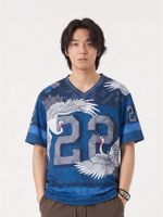 เสื้อยืดคอวี รุ่น  V-J 22 CRANE BLUE