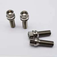 Jntitanti wheel rim Gr5 titanium bolt screws free washer M14x1.5x28/35/40/45/50/55/65mmmm for Maserati, Lamborghini,Renault etc
