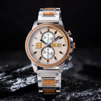 Watch for Men BOBO BIRD 45mm Wooden Luxury SEIKO VD51 Quartz Chronograph Wrist Watches Business Wristwatch relogio masculino New