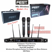 Mic wireless Fest F1 Original Handheld 4 Antena Free Koper Hardcase