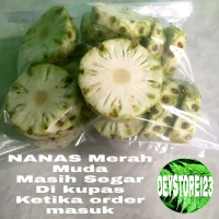 Jual buah nanas merah muda 300 grm sudah kupas