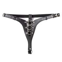 Fetish Toy Adult Sex Flirt Game Women Chastity Gstring Lingerie Adjustable Easy Strap-on Harness Leather Briefs Metal Ring