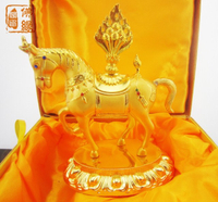 納福寶馬 實心金色合金銅鎏金 精美包裝 佛教密宗馬寶擺件