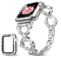 Case+ Band for Apple Watch Ultra Strap 49mm 45mm 44mm 40mm 41mm Bling Metal Bracelet iWatch Series 9 8 7 6 SE 5 4 Armor