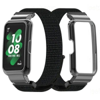 Nylon Weave Wrist Band For Honor Band 6 7 Smart Band Accessories Strap For Huawei Band 7 6 Bracelet Metal Case Protector Bumper