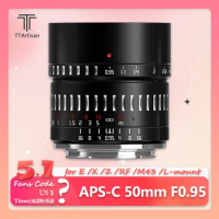 TTArtisan APS-C 50mm F0.95 Large Aperture Portrait Prime Lens for Canon R5 Nikon Z5 Sigma FP Olympus EPL2 Panasonic G1