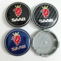 4pcs 63mm Blue Carbon Black Car Wheel Center Caps Rims Hub Caps For SAAB 9 3 9 5 9-3 9-5 SAAB Emblem Badge Accessories